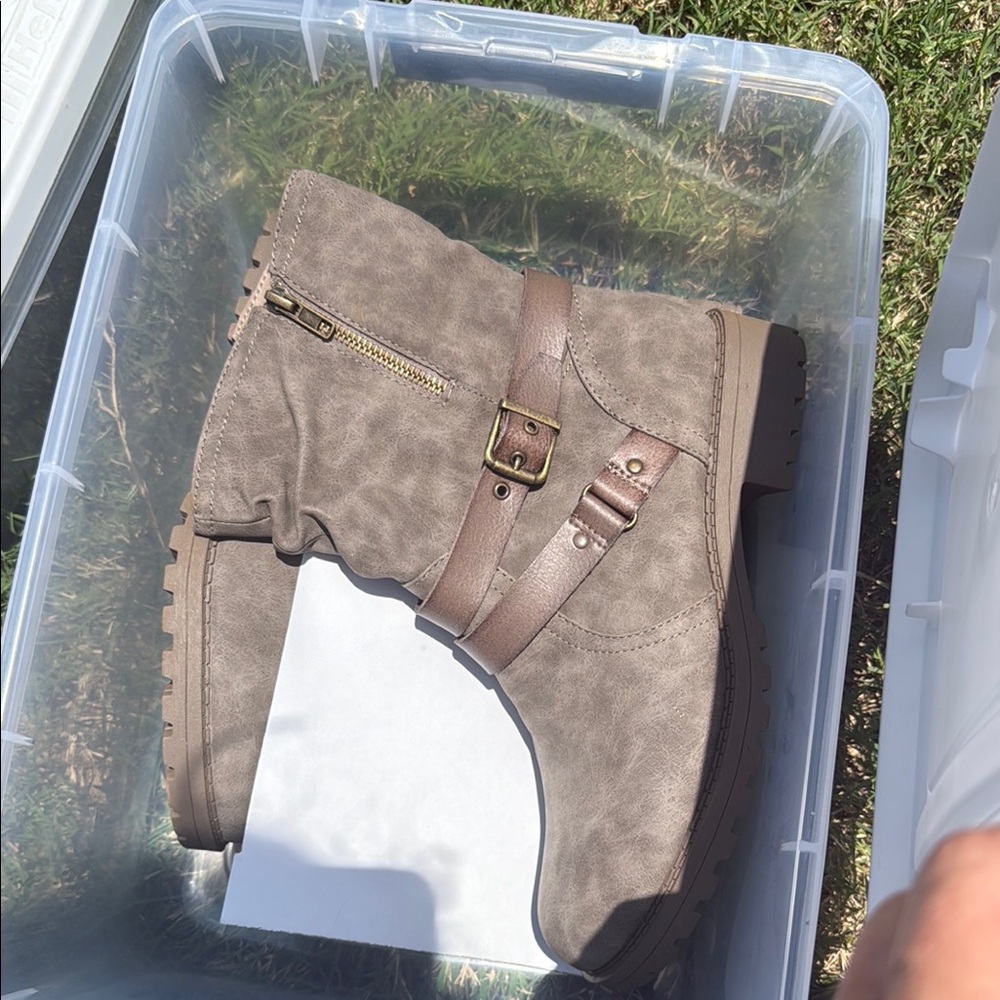Brown Ankle Boots with Buckle Detail